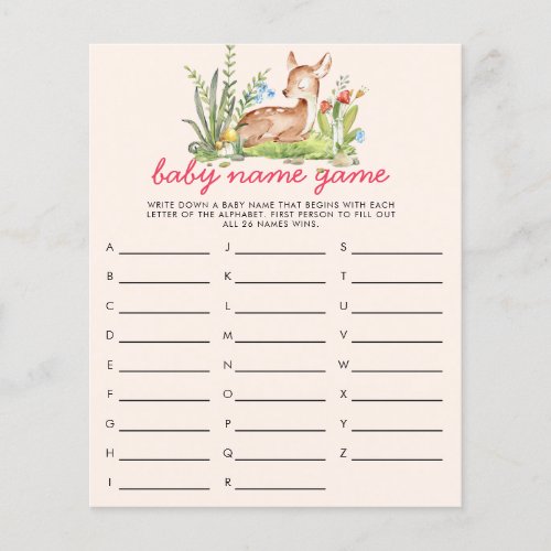 Oh Deer Baby Name Shower Game