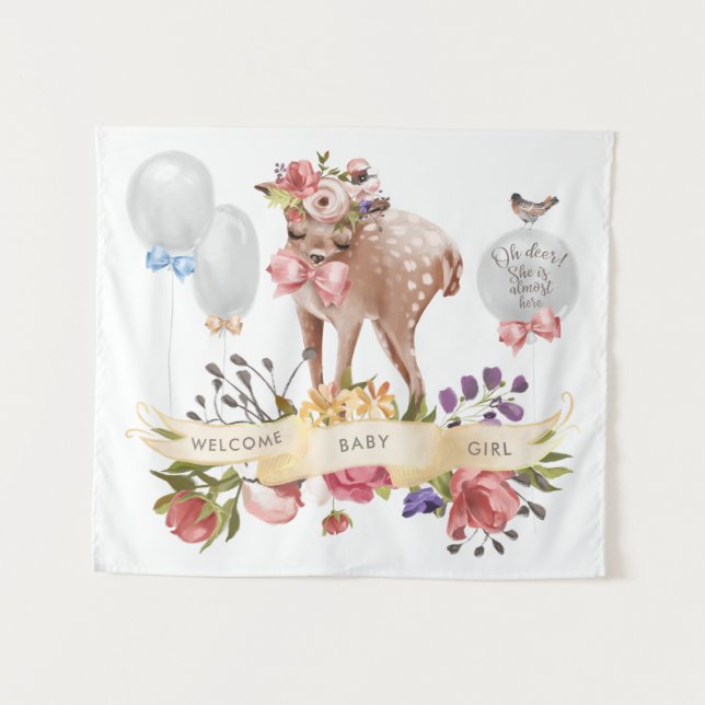 Oh Deer Baby Shower Backdrop (Front (Horizontal))