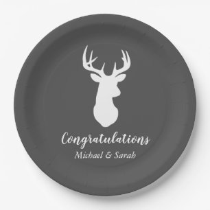 Oh Deer Baby SHower Blue Boy Paper Plates