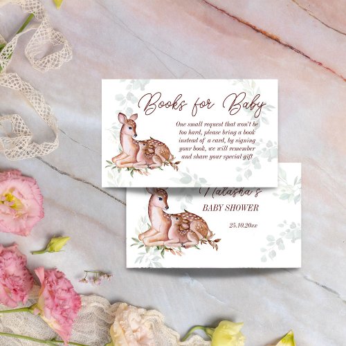 Oh deer baby shower books request enclosure card