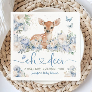 Oh Deer Baby Shower Boy Dusty Blue Paper Napkin