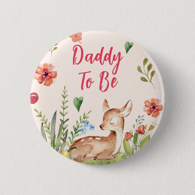 Oh Deer Baby Shower Daddy To Be Button (Front)