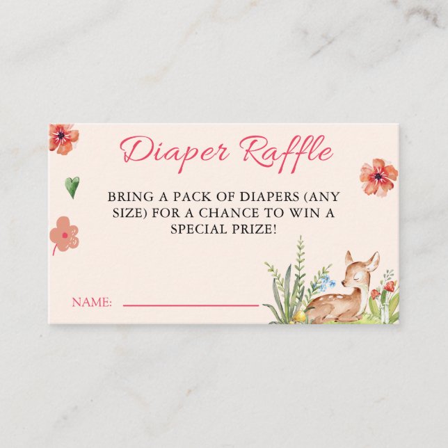 Oh Deer Baby Shower Diaper Raffle Enclosure Card (Front)