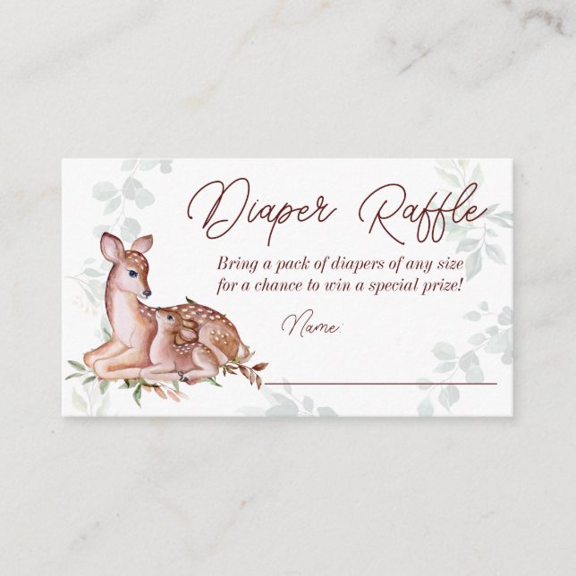 Oh deer baby shower diaper raffle enclosure card (Front)