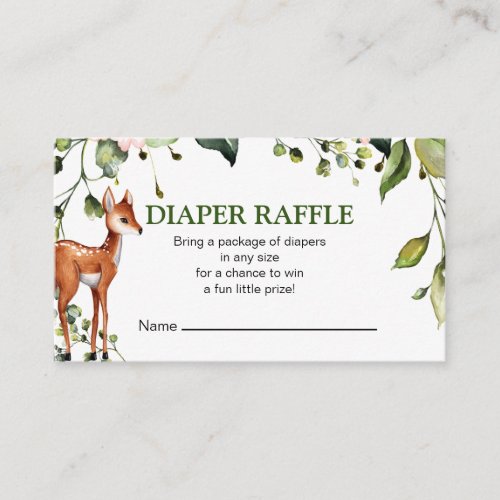 Oh Deer Baby Shower Diaper Raflle Card