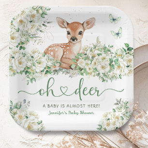 Oh Deer Baby Shower Gender Nautral Paper Plates