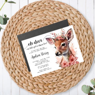 Oh Deer Baby Shower Girl Invitation