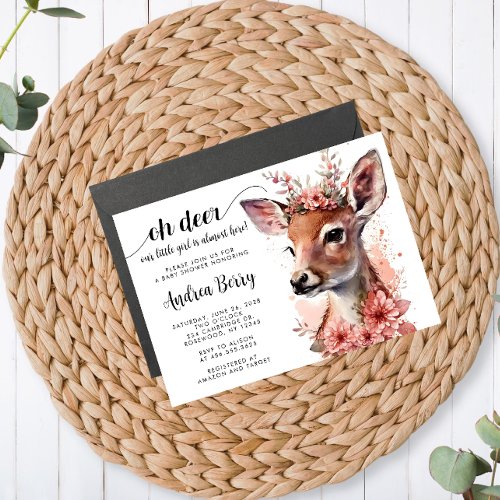 Oh Deer Baby Shower Girl Invitation