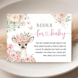 Oh Deer Baby Shower Girl Pink Books for Baby Enclosure Card