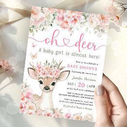 Oh Deer Baby Shower Girl Pink Fawn Invitation