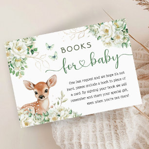 Oh Deer Baby Shower Green Books for Baby Enclosure Card
