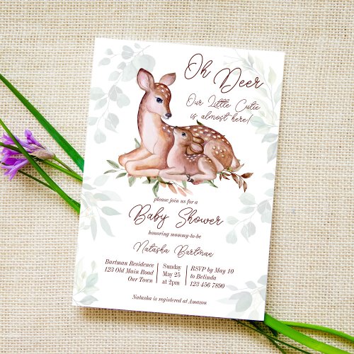Oh deer baby shower invitation template