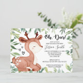 Oh Deer Baby Shower Invitation Woodland Greenery (Standing Front)