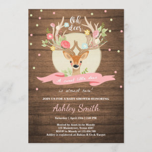 Oh Deer baby shower invite Woodland Antler Wood