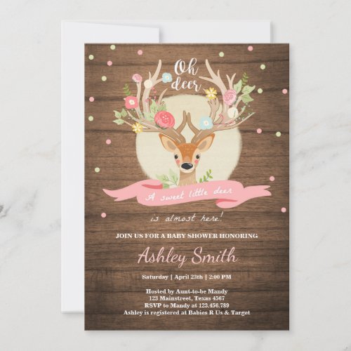 Oh Deer baby shower invite Woodland Antler Wood