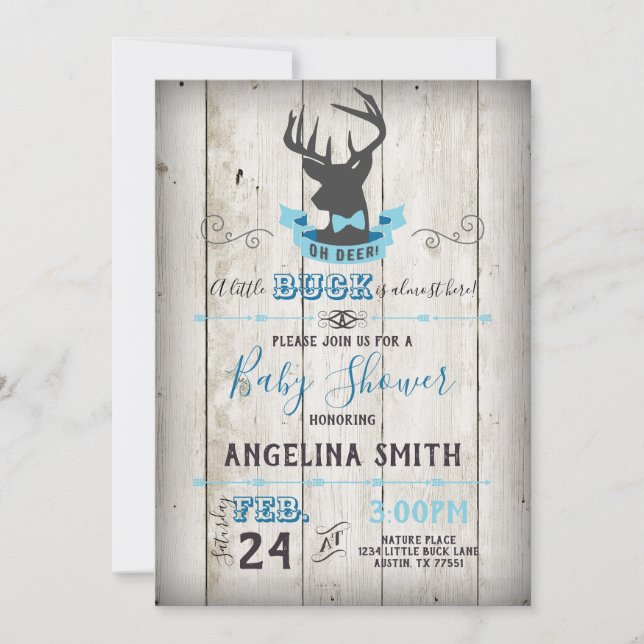 Oh Deer Baby Shower Little Buck Invitation (Front)