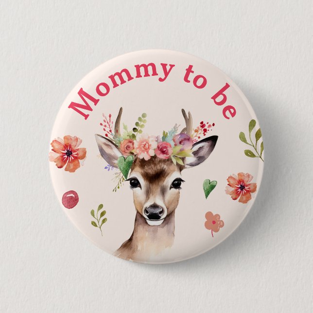Oh Deer Baby Shower Mommy To Be Button (Front)