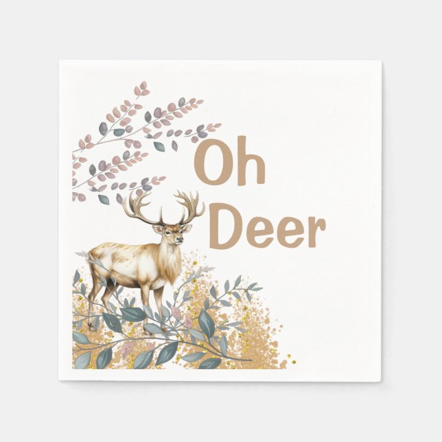 Oh Deer Baby Shower Napkins (Front)