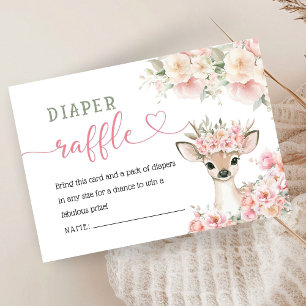 Oh Deer Baby Shower Pink Diaper Raffle Enclosure Card