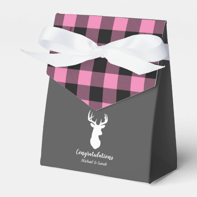Oh Deer Baby Shower Pink Favor Boxes (Front Side)