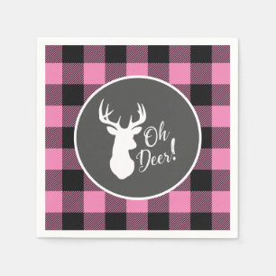 Oh Deer Baby Shower Pink Napkins
