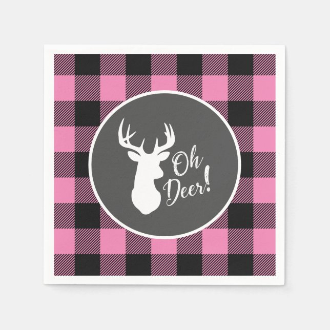 Oh Deer Baby Shower Pink Napkins (Front)