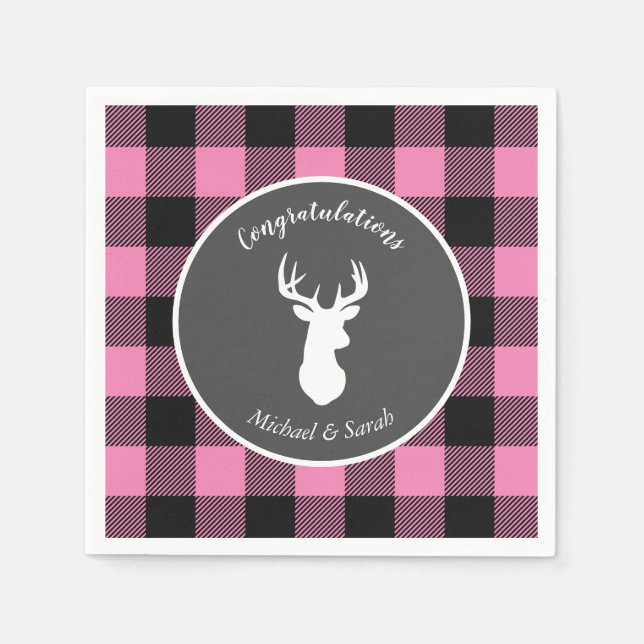 Oh Deer Baby Shower Pink Napkins (Front)