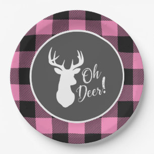Oh Deer Baby Shower Pink Paper Plates