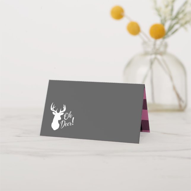 Oh Deer Baby Shower Pink Place Card (Front)