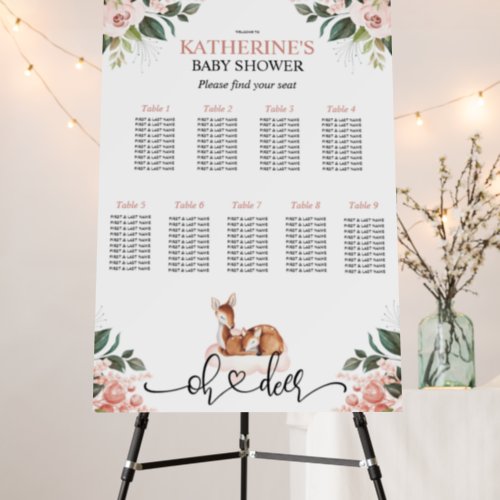 Oh Deer Baby Shower Seating Chart 9 Tables Foam Board