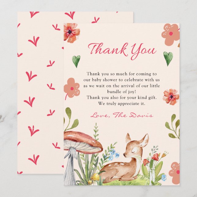 Oh Deer Baby Shower Thank You Card (Front/Back)
