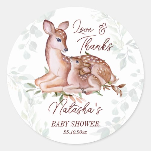 Oh deer baby shower thank you favor classic round sticker