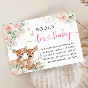 Oh Deer Baby Shower Twin Girls Books for Baby Enclosure Card