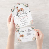Oh Deer Baby Shower Watercolor Floral All In One I All In One Invitation (Tearaway)