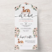 Oh Deer Baby Shower Watercolor Floral All In One I All In One Invitation (Inside)