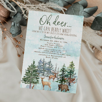 Oh Deer Bearly Wait Forest Boy Country Baby Shower Invitation by MaggieMart at Zazzle