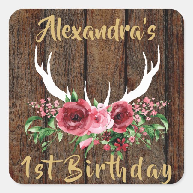Oh Deer Birthday Favor Sticker (Front)