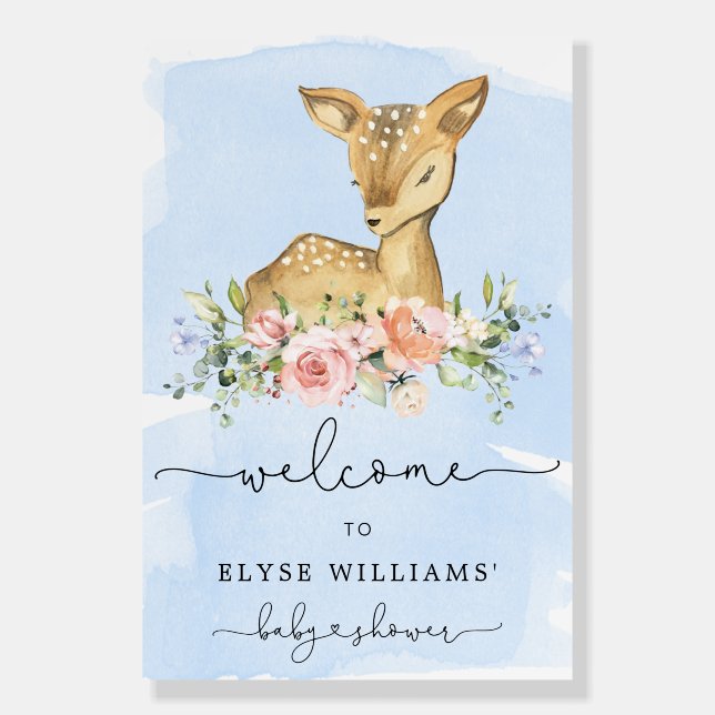 Oh Deer Blue Foamboard Welcome Sign (Front)