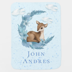 Oh, Deer & blue half-moon Clouds Dust Baby boy Baby Blanket