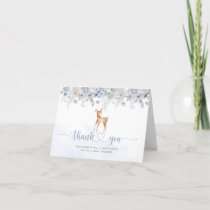Oh deer blue silver boy baby shower thank you card