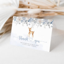 Oh deer blue silver boy baby shower thank you card