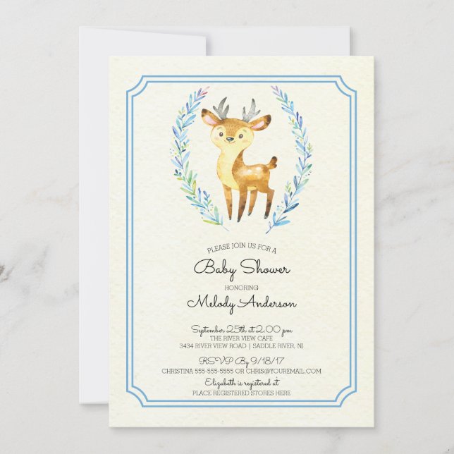 Oh Deer Boys Baby Shower Baby Invitation (Front)
