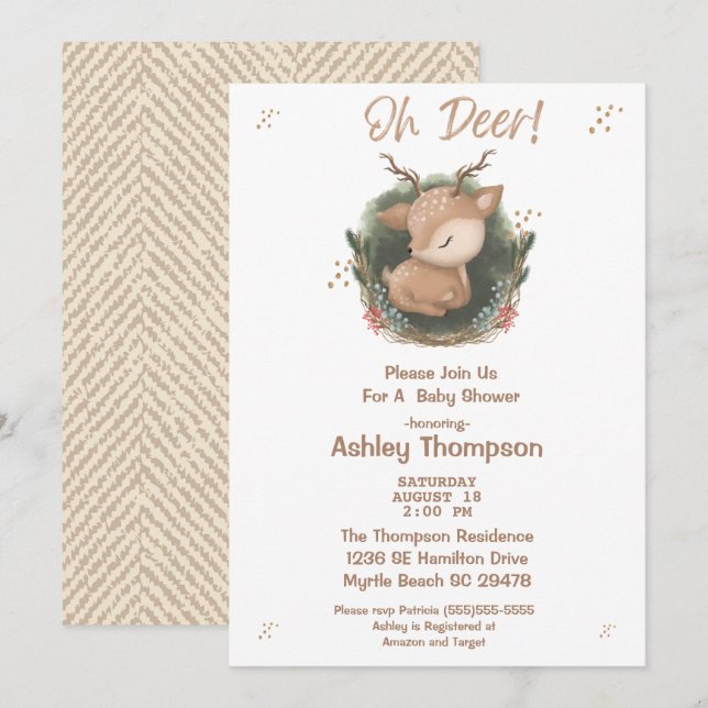  Oh Deer Boys    Baby Shower Invitation (Front/Back)