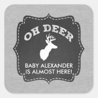 OH DEER buck baby shower, baby sprinkle favor Square Sticker