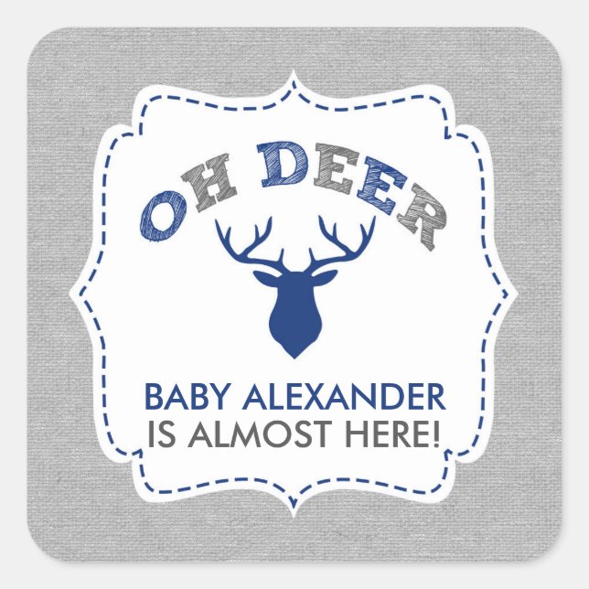 OH DEER buck baby shower favor / envelope seal (Front)