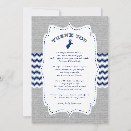Oh Deer Buck Baby Shower thank you note  poem