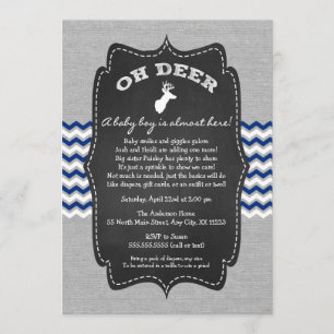 Oh Deer Buck Baby Sprinkle navy gray white Invitation