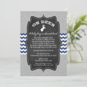 Oh Deer Buck Baby Sprinkle navy gray white Invitation (Standing Front)