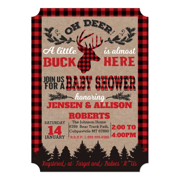 buffalo plaid baby shower invitations