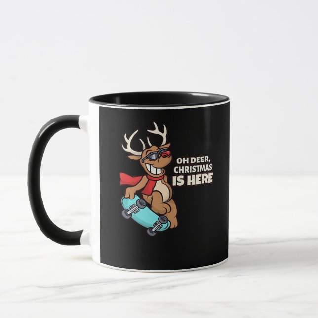 Oh Deer Christmas Celebration Holiday Design Mug (Left)
